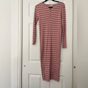 Tea n Rose Mauve Striped Long Sleeve Dress